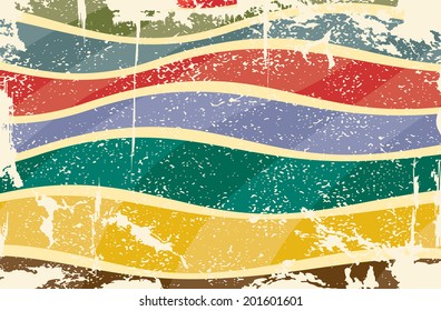 Grunge multicolored stripes background. Vector illustration. . Grunge effect can be cleaned easily