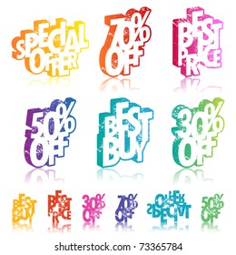Grunge multicolour retail signs