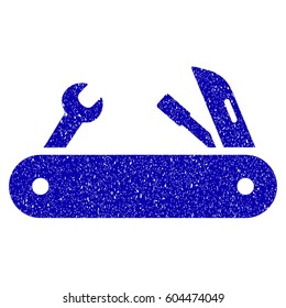 Grunge Multi-Tools Knife rubber seal stamp watermark. Icon symbol with grunge design and dirty texture. Unclean vector blue sticker.
