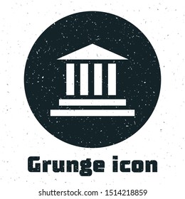 Grunge Museum building icon isolated on white background.  Vector Illustration