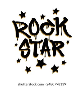 Grunge music concept quote typography and star shape. Vector illustration design for fashion graphic, t shirt print, poster, sticker, slogan tee.