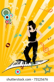 Grunge music illustration on abstract background