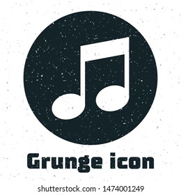 Grunge Music note, tone icon isolated on white background.  Vector Illustration