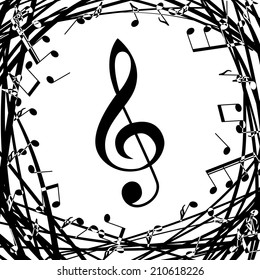Grunge music notes  background