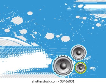 grunge music notes with halftone background, vector illustration