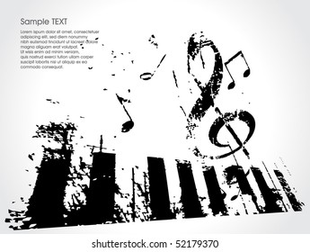 grunge musical background theme, vector Illustration
