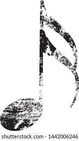 Grunge Musical Note. Vector Distressed Texture. Blank Shape. Vector Illustration. Black isolated on white background. EPS10.