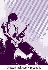 Grunge Musician in purple (vector); a JPG version is also available