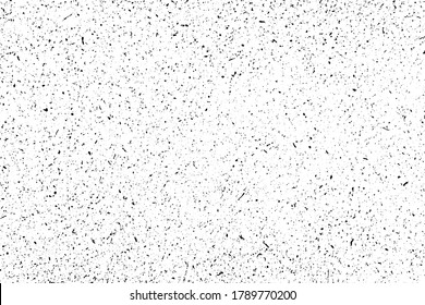 Grunge natural texture of the surface of the hardboard. Monochrome mottled background of chaotic particles, small fibers, specks, noise and grain. Overlay template. Vector illustration