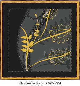 Grunge nature frame, with pearls and leaves.