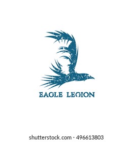 grunge negative space vector concept of warrior head in eagle