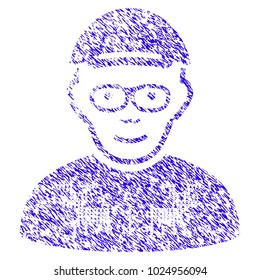 Grunge Nerd Guy rubber seal stamp watermark. Icon symbol with grunge design and dust texture. Unclean vector blue sign nerd guy.