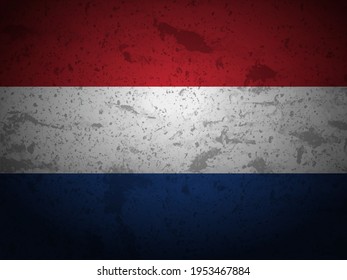 Grunge Netherlands flag textured background. Vector illustration.