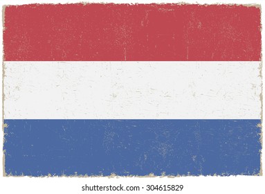 Grunge Netherlands flag.Dutch flag with grunge texture.Vector template.