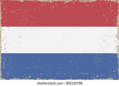 Grunge Netherlands flag.Dutch flag with grunge texture.Vector template.