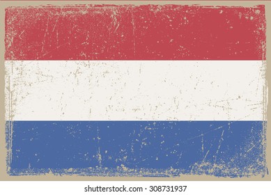 Grunge Netherlands flag.Dutch flag with grunge texture.Vector template.
