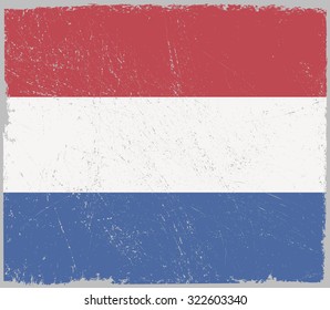 Grunge Netherlands flag.Dutch flag with grunge texture.Vector illustration.