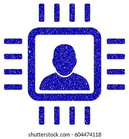 Grunge Neuro Processor rubber seal stamp watermark. Icon symbol with grunge design and unclean texture. Unclean vector blue sticker.