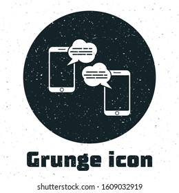 Grunge New chat messages notification on phone icon isolated on white background. Smartphone chatting sms messages speech bubbles.  Vector Illustration
