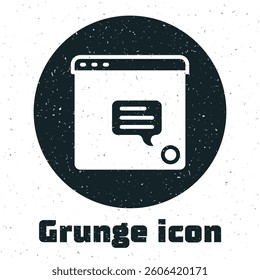 Grunge New chat messages notification icon isolated on white background. Smartphone chatting sms messages speech bubbles. Monochrome vintage drawing. Vector