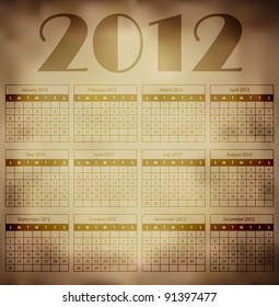 Grunge New Year's 2012 Calendar (EPS10 Vector)