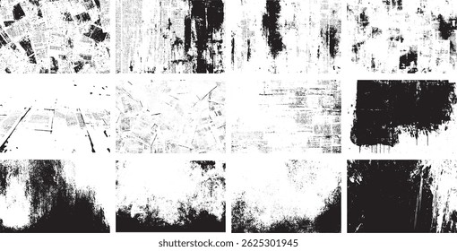 Grunge Newspaper Texture Pack, Distressed Black and White Vintage Print and Ink Overlay Backgrounds for Graphic Design