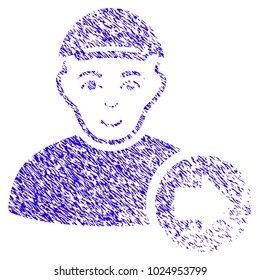 Grunge Next Man rubber seal stamp watermark. Icon symbol with grunge design and scratched texture. Unclean vector blue sign next man.