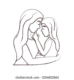 grunge nice mother hugging her daughter in the arms