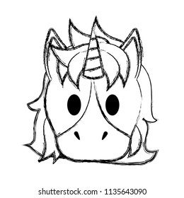 grunge nice unicorn head with horn and hairstyle