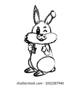 grunge nice wild rabbit animal with carrot vegetable