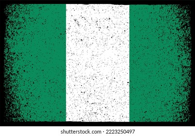 Bandera de Nigeria ondulada.Vector antigua bandera de Nigeria.