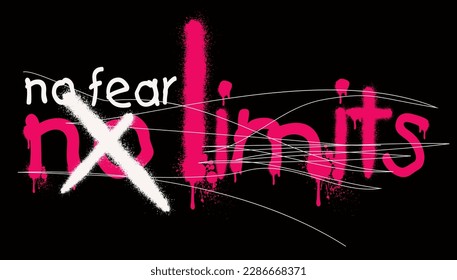 grunge no fear slogan. brush effect slogan for t-shirt, brushed no fear slogan typography print , grunge Handwritten lettering typography no fear