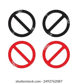 Grunge No Sign Icon Set Vector Design.