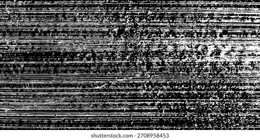 Fundo de textura de ruído grunge. Padrão de arranhão branco em preto com efeito de falha vintage angustiado e linhas estáticas analógicas. Ilustração de vetor de sobreposição retroativa.