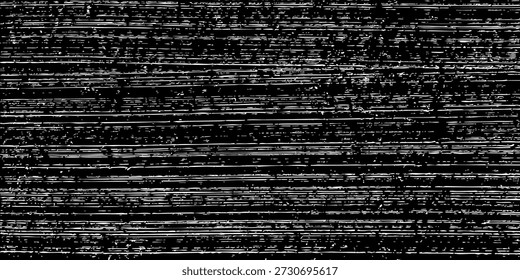 Fundo de textura de ruído grunge. Padrão de arranhão branco em preto com efeito de falha vintage angustiado e linhas estáticas analógicas. Ilustração vetorial de sobreposição retro.