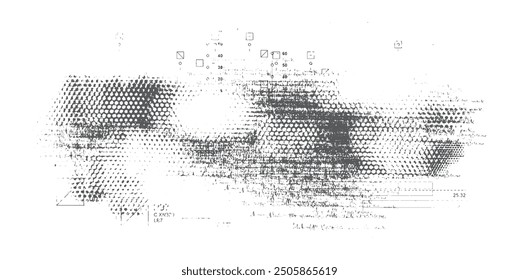 Grunge noise texture. Noise destroyed logo. Vector shapes with a halftone dots screen print texture.  
