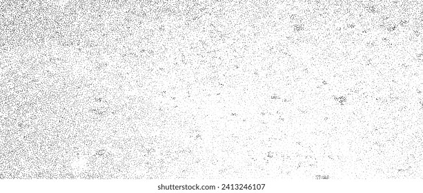 Grunge noise texture. Dirty grain background. Dotted halftone gradient overlay. Sand dust distressed wallpaper. Grungy grit pattern. Black white random dot texture for poster, banner, print. Vector