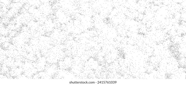 Grunge noise texture. Dirty grain background. Dotted halftone textured overlay. Sand dust distressed wallpaper. Vector grungy grit pattern. Black white random dot backdrop for poster, banner, print