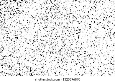 Grunge noisy texture. Monochrome dirty background of old damaged rusty surface with chaotic spots and dots. Overlay template to quickly create a grunge effect. Vector illustration
