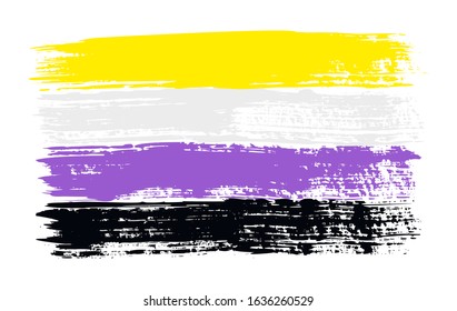 Grunge Non-binary pride flag. Vector illustration Symbol of non binary. LGBT movement. LGBTQ community.