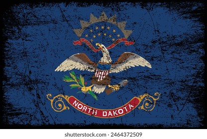 Grunge North Dakota flag. Vector flag of North Dakota.