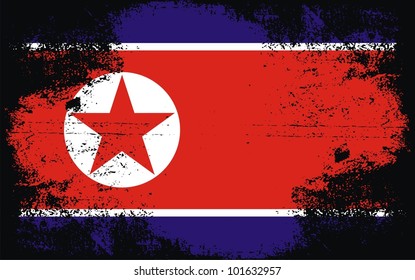 grunge North Korea flag