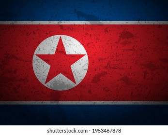 Grunge North Korea flag textured background. Vector illustration.