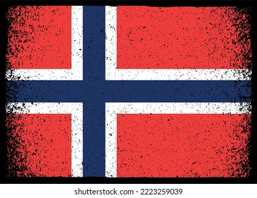 Bandera de Noruega ondulada.Bandera vieja vectorial de Noruega.