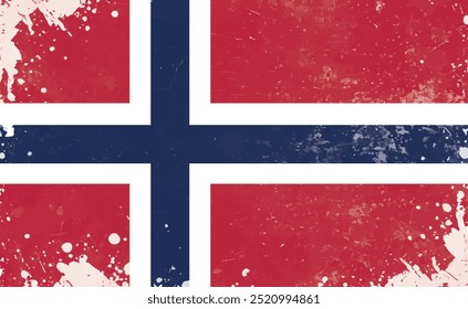 Bandera noruega del Grunge, Ilustración vectorial. La bandera nacional de Noruega.