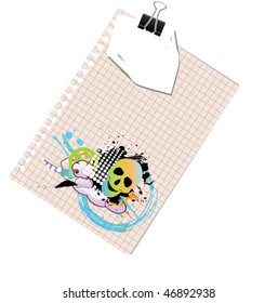grunge note with paperclip