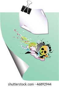 grunge note with paperclip