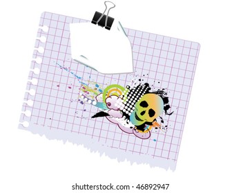 grunge note with paperclip