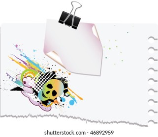 grunge note with paperclip