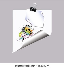 grunge note with paperclip
